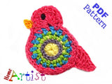 Bird Crochet Applique Pattern -INSTANT DOWNLOAD