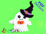 Applikation Crochet Pattern - Instant PDF Download - Ghost + Hat Halloween crochet Applique Pattern applique