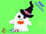 Crochet Pattern - Instant PDF Download - Ghost + Hat Halloween crochet Applique Pattern applique