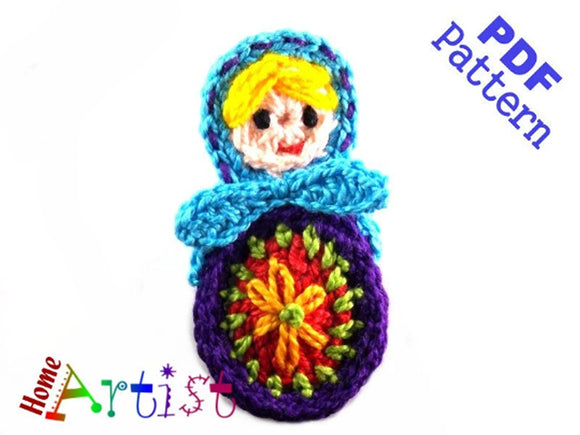 Crochet Pattern - Instant PDF Download - Matryoshka crochet Applique Pattern applique