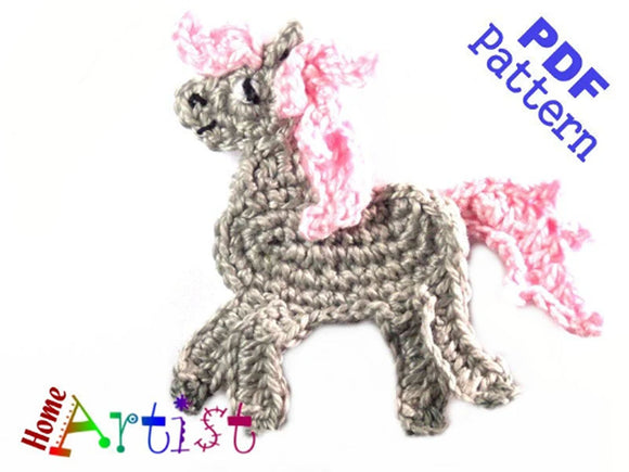 Crochet Pattern - Instant PDF Download - Horse crochet Applique Pattern applique