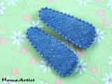 2er set Denim baby Haarspange - freie Farbwahl - Homeartist Haarspangen Kinder Babys