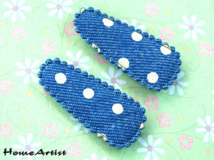 2er set Denim baby Haarspange - freie Farbwahl - Homeartist Haarspangen Kinder Babys