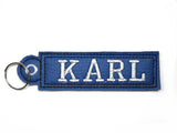 Schlüsselanhänger Name personalisiert Schlüsselring handgemacht gestickt Wunschname