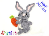 Rabbit Crochet Applique Pattern -INSTANT DOWNLOAD