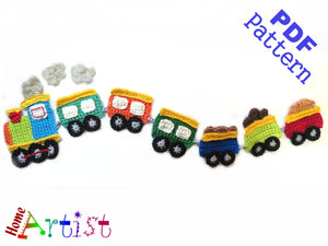 Train Crochet Applique Pattern -INSTANT DOWNLOAD