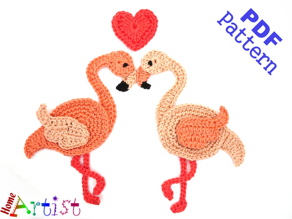 Crochet Pattern - Instant PDF Download - Flamingo Crochet Applique Pattern applique