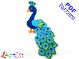 Peacock Crochet Applique Pattern -INSTANT DOWNLOAD