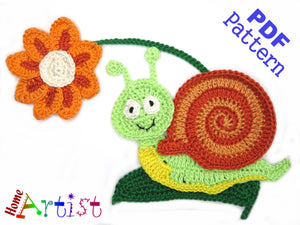 Snail Crochet Applique Pattern -INSTANT DOWNLOAD