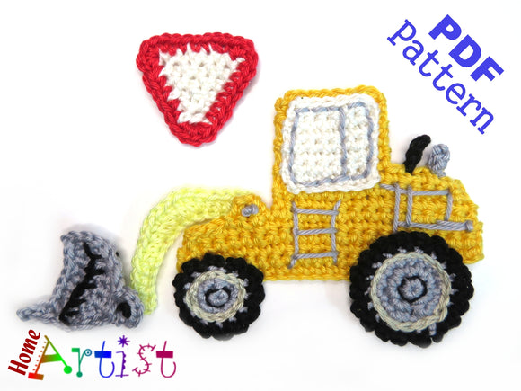Bulldozer Loader Crochet Applique Pattern -INSTANT DOWNLOAD