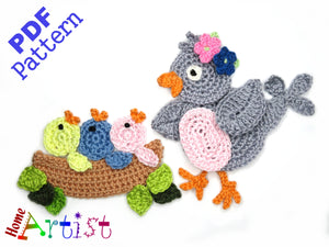 Crochet Pattern - Instant PDF Download - Popular Bird Crochet Pattern applique