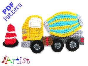 Cement mixer Truck crochet Applique Pattern -INSTANT DOWNLOAD