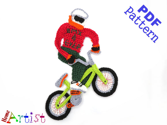 Crochet Pattern - Instant PDF Download - BMX Crochet Applique Pattern applique