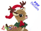 Crochet Pattern - Instant PDF Download - Reindeer Baby with Santas Hat OR 2 cute Birds Crochet Applique Pattern applique