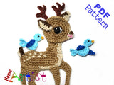 Crochet Pattern - Instant PDF Download - Reindeer Baby with Santas Hat OR 2 cute Birds Crochet Applique Pattern applique