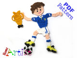 Crochet Pattern - Instant PDF Download - Soccer player crochet pattern applique