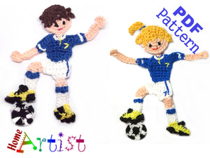 Crochet Pattern - Instant PDF Download - Soccer player crochet pattern applique