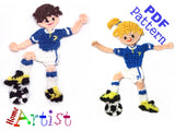 Crochet Pattern - Instant PDF Download - Soccer player crochet pattern applique