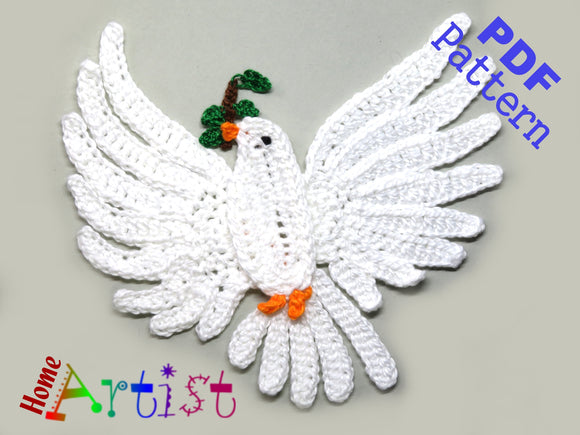 Applikation Crochet Pattern - Instant PDF Download - Dove Peace crochet pattern applique