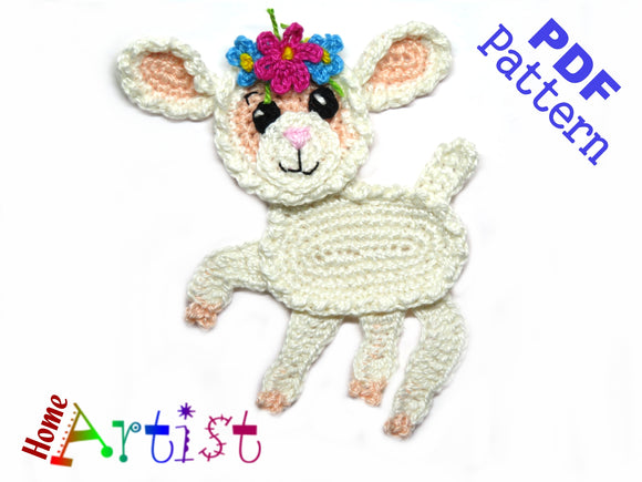 Applikation Crochet Pattern - Instant PDF Download - Lamb crochet pattern applique