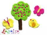 Tree set 2 crochet Applique Pattern -INSTANT DOWNLOAD