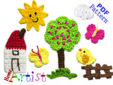 Tree set 2 crochet Applique Pattern -INSTANT DOWNLOAD