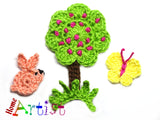 Tree set 2 crochet Applique Pattern -INSTANT DOWNLOAD