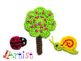 Tree set 2 crochet Applique Pattern -INSTANT DOWNLOAD