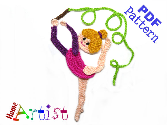 Gymnastic Rhythmic 2 Applikation Crochet Pattern - Instant PDF Download - Crochet pattern applique