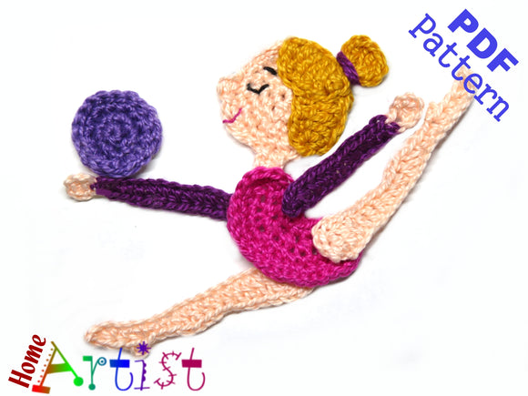 Gymnastic Rhythmic 3 Applikation Crochet Pattern - Instant PDF Download - Crochet pattern applique