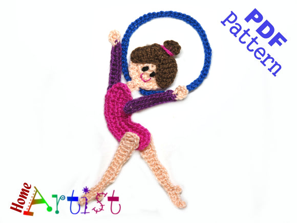 Gymnastic Rhythmic 5 Applikation Crochet Pattern - Instant PDF Download - Crochet pattern applique