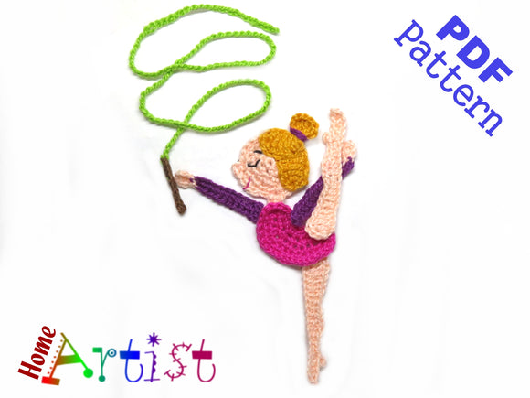 Gymnastic Rhythmic 6 Applikation Crochet Pattern - Instant PDF Download - Crochet pattern applique