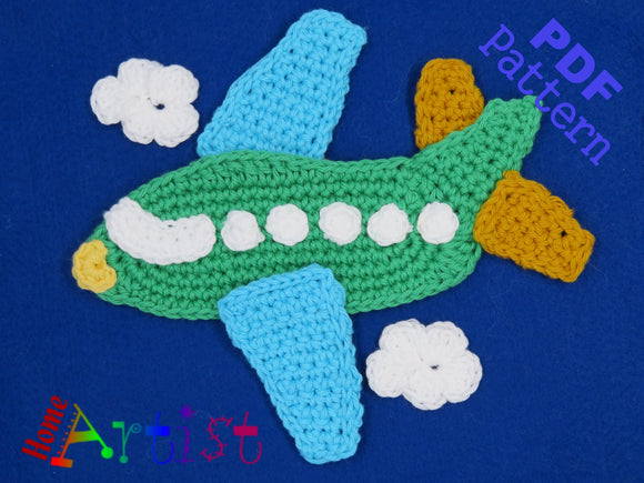 Airplane 2 crochet Applique Pattern INSTANT DOWNLOAD