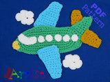 Airplane 2 crochet Applique Pattern INSTANT DOWNLOAD