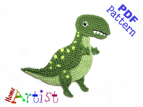 Crochet Pattern - Instant PDF Download - Trex Dino crochet pattern applique