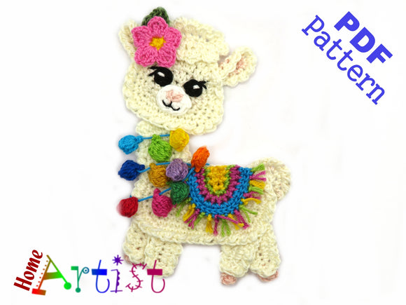 Crochet Pattern - Instant PDF Download - Llama Alpaca crochet pattern applique