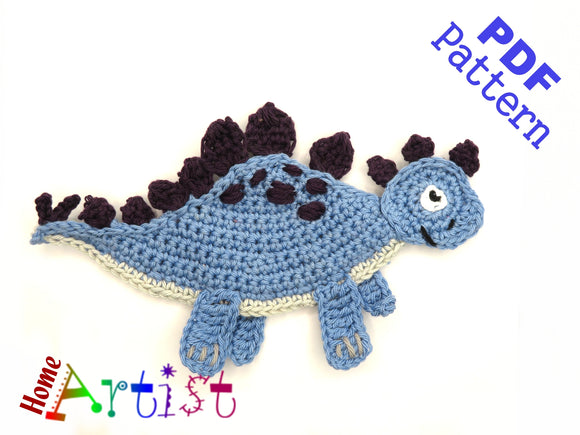 Crochet Pattern - Instant PDF Download - Stegosaurus Dino crochet pattern applique