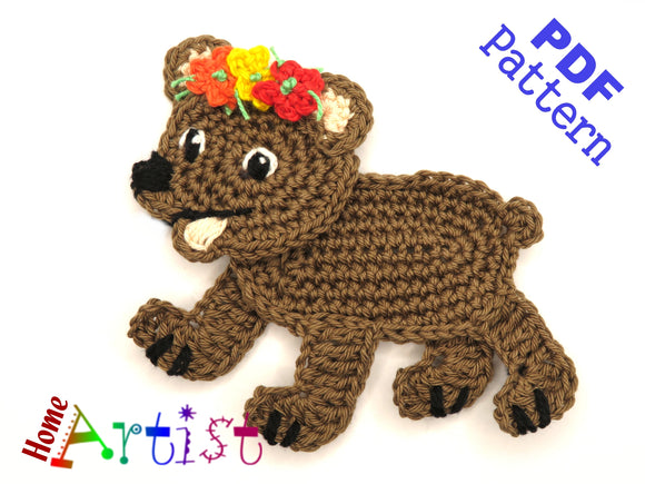 Bear crochet Applique Pattern -INSTANT DOWNLOAD