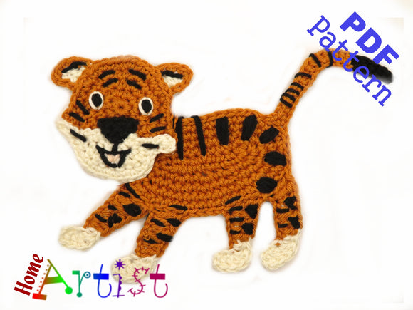 Tiger crochet Applique Pattern -INSTANT DOWNLOAD