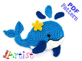 Whale Crochet Applique Pattern -INSTANT DOWNLOAD