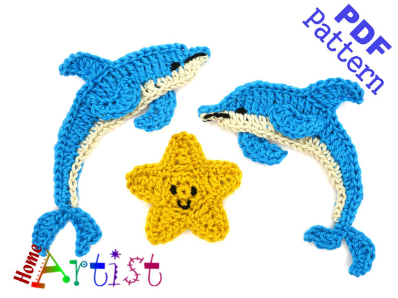 Dolphin + Sea star crochet Pattern -INSTANT DOWNLOAD