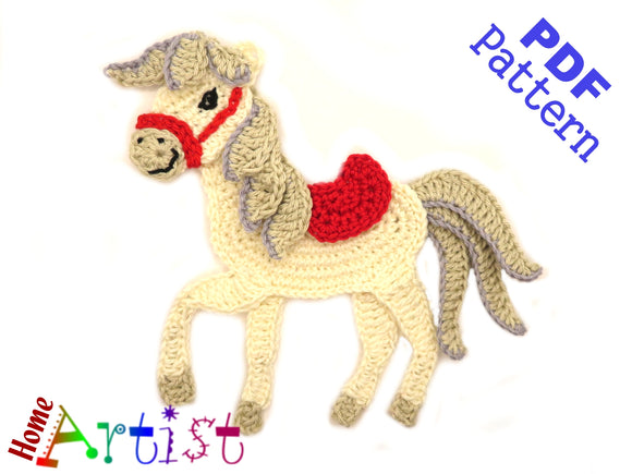 Horse crochet Applique Pattern -INSTANT DOWNLOAD