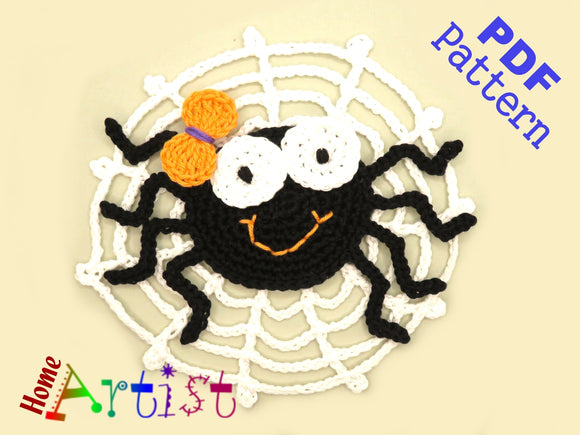 Crochet Pattern - Instant PDF Download - Spider Halloween crochet Applique Pattern applique