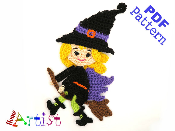 Crochet Pattern - Instant PDF Download - Halloween Witch - Crochet Witch - Halloween - Witch applique