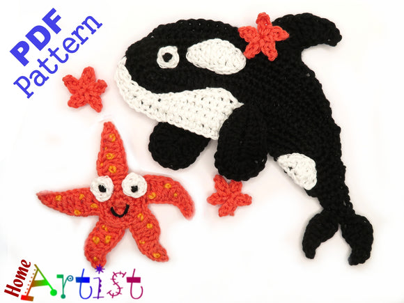 Orca whale Crochet Applique Pattern -INSTANT DOWNLOAD