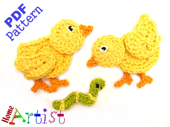 Crochet Pattern - Instant PDF Download - Little Chick crochet pattern #3 applique