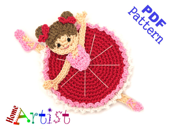 Crochet Pattern - Instant PDF Download - Ballerina 6 crochet pattern applique