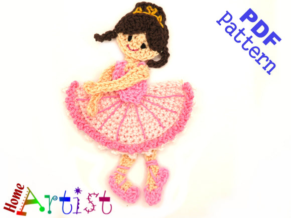 Crochet Pattern - Instant PDF Download - Ballerina 4 crochet pattern applique