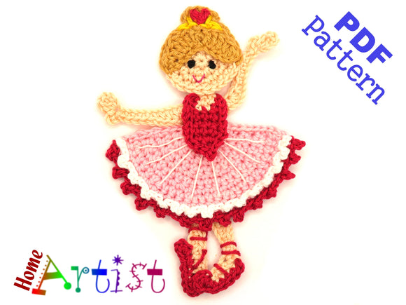 Crochet Pattern - Instant PDF Download - Ballerina 3 crochet pattern applique