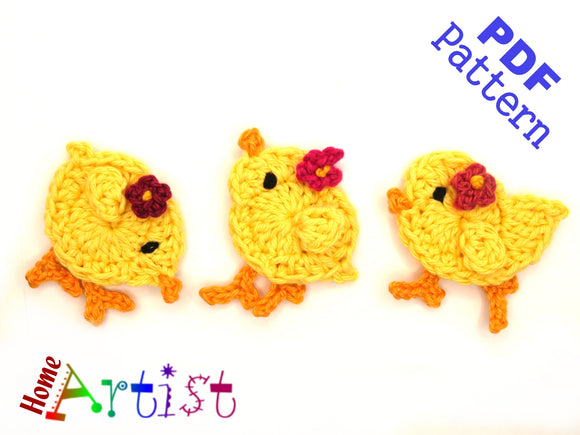 Crochet Pattern - Instant PDF Download - Little Chick crochet pattern #3 applique